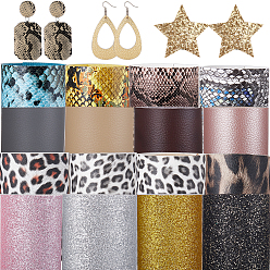 Gemischte Farbe Diy handwerk, ein 5 Glitzer-Pu-Lederstoff und Pu-Leder, Gemischte Farbe, 16 Stück / Set