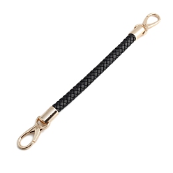 Black Imitation Leather Braided Bag Handles, Bag Straps, Black, 30cm