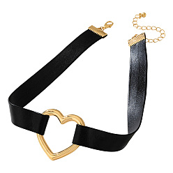 Золотой 1 Женские ожерелья-чокеры из искусственной кожи с сердечками из поликарбонатного сплава, чёрные, золотые, 12.99 дюйм (33 см)