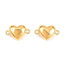 Heart 304 Stainless Steel Magnetic Clasps with Loops, Round Hole, Ion Plating(IP), Long-Lasting Plated, Heart, 9x14x6mm, Hole: 1.2mm