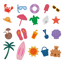 Другие Трафареты для резки углеродистой стали тема пляжного отдыха, для diy scrapbooking, Фотоальбом, декоративная бумага для тиснения, цвет нержавеющей стали, шаблон темы пляжа, шаблон темы пляжа, 80~90x108~141x0.8 мм, 2 шт / комплект