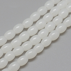 WhiteSmoke Baking Painted Glass Beads Strands, Oval, Imitation Jade, WhiteSmoke, 8~8.5x6~6.5mm, Hole: 1.5mm, about 96pcs/strand, 32.2 inch