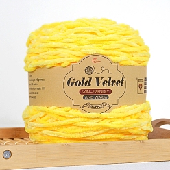 Желтый Пряжа из шерсти и бархата, для ткачества, вязание крючком, желтые, 0.6 мм, 245м/моток