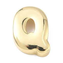 Letter Q Латунные бусины с инициалами, реальный 18 k позолоченный, долговечный, стойки покрытие, без свинца и без кадмия, Буква Q, 20.5x16.5x6.5 мм, отверстие : 8.5x3.5 мм