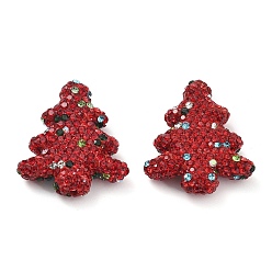 Светло-сиамский Елка полимерная глина стразы бусины, фокусные бусины для ручек с бусинами изготовление бижутерии брелок, Light Siam, 30.5x27.5x8 мм, отверстие : 2 мм