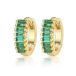 Средний Морско-зеленый Серьги-кольца с кубическим цирконием, 925 женские серьги из стерлингового серебра, с печатью s925, реальный 18 k позолоченный, средний морской зеленый, 10x3 мм