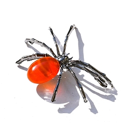 Red Agate Натуральный красный агат украшение дисплея, с металлическим держателем в форме паука, для домашнего украшения рабочего стола, 48x55 мм