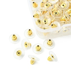 Золотой 100 гайки ушные железные, с пластиковой фурнитурой, клатч серьги сзади, золотые, 11x6.5 мм, отверстие : 1 мм