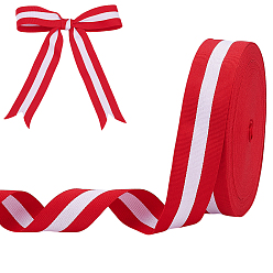 Красный 50 ярдов трехцветной полиэстеровой полосатой ленты в крупный рубчик, аксессуары для одежды, красные, 1-5/8 дюйм (40 мм), около 50.00 ярдов (45.72 м) / рулон