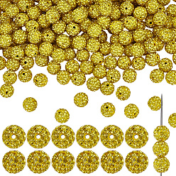 Citrino 200 piezas pavimentan bolas de bola de discoteca, Abalorios de rhinestone de arcilla polímero, Grado A, rondo, citrino, 10 mm, agujero: 1.5 mm