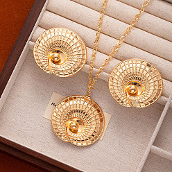 Золотой Ожерелья с подвесками из цветочного сплава и комплекты серег-гвоздиков, золотые, колье: 20.47 дюйм (52 см), Кулон : 50 мм