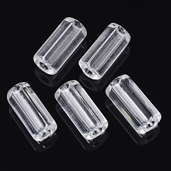 Clear Transparent Glass Bugle Beads, Column, Round Hole, Clear, 23~24x11~12mm, Hole: 4mm, about 85pcs/bag