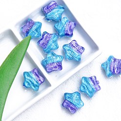 Темно-Голубой Двухцветные прозрачные акриловые бусины, звезда, глубокое синее небо, 21x16 мм