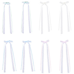 (52) Непрозрачная лаванда 8 шт 4 цвета кружева бант полиэстер аллигатор заколки для волос, для свадебных женщин и девушек, разноцветные, 265~315x90x10.5 мм, 2 шт / цвет