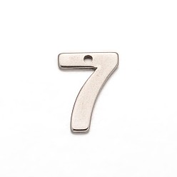 Number Anlaufgeschützte Zahl 201 Charms aus Edelstahl, num. 7, 11x8x0.5 mm, Bohrung: 1 mm