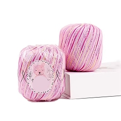 Бледно-Розовый Хлопчатобумажная сегментная окрашенная пряжа, для ткачества, вязание крючком, розовый жемчуг, 1.2 мм, около 328.08 ярдов (300 м) / моток