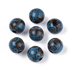 Верблюжий Бусины из дерева схима в богемном стиле с принтом, круглые, верблюжие, 14.2~15x16~16.5 мм, отверстие : 3.7~4.3 мм