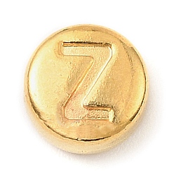 Letter Z 304 из нержавеющей стали бусы, плоские круглые с буквы, золотые, Письмо Z, 7x3.5 мм, отверстие : 1.7 мм