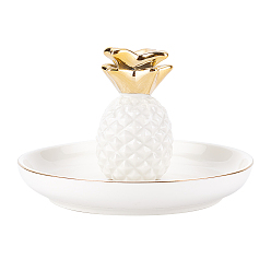 Белый Фарфоровая подставка для колец в форме ананаса, поднос для украшений, для хранения небольших украшений, Кольца, , Серьги, Браслеты, безделушка, подарок на день рождения для женщин, белые, 4-1/2x3 дюйм (11.5x7.5 см)