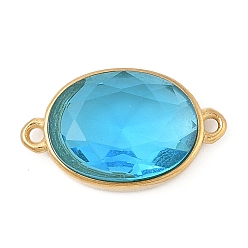 Темно-Голубой 304 подвески-подвески из нержавеющей стали с кубическим цирконием и овальной коннекторной подвеской, вакуумное покрытие pvd, реальный 18 k позолоченный, глубокое синее небо, 22.5x13x6 мм, отверстие : 1.6 мм