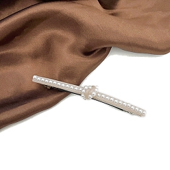 Светло-коричневый Заколки для волос из ацетата целлюлозы с пластиковыми жемчужинами, прямоугольные, загар, 110x6 мм