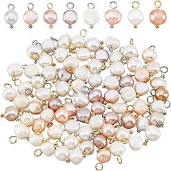 (52) Непрозрачная лаванда 80шт 4 стили подвески из натурального культивированного пресноводного жемчуга, с золотыми тонами латунных петель, овальные, разноцветные, 10~12x5.5~8x4~6 мм, отверстие : 2.3~2.7 мм, 20 шт / стиль