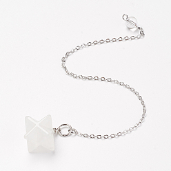 Хрусталь Чакра природный кристалл кварца биолокационные маятники, с медными цепями, Звезда Меркабы, 195~210 мм