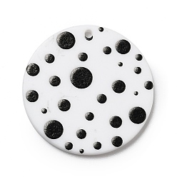 Black Polka Dot Pattern Opaque Acrylic Pendants, for DIY Earring Accessories, Flat Round, Black, 29.5x2mm, Hole: 1.6mm
