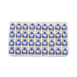 Сапфир Aurora(jm) пришиваем горный хрусталь, граненый стеклянный горный хрусталь, многожильных ссылки, с латунной оправой золотистого цвета, слеза, сапфир, 14x10x8 мм, отверстие : 1 мм