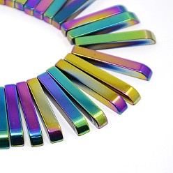 (52) Непрозрачная лаванда Немагнитная синтетический гематит закончил бусы, прямоугольные, разноцветные, размер: около 6.5 дюйма, прямоугольные, 9.5~30 мм длиной, шириной 4 мм , толщиной 4 мм , отверстие : 1 мм, 41 шт / нитка