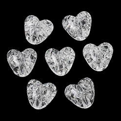 Clear Transparent Crackle Acylic Beads, Heart, Clear, 10x10x7mm, Hole: 1.8mm, about 1100pcs/500g