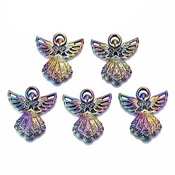 Rainbow Color Подвески из сплава , без кадмия и без свинца, ангел, Радуга цветов, 26x23x3 мм