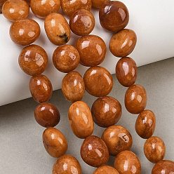 Chocolate Dyed Natural White Jade Beads Strands, Nuggets, Tumbled Stone, Chocolate, 9.5~13x9~12x9~15mm, Hole: 0.8mm, about 32pcs/strand, 15.35''(39cm)