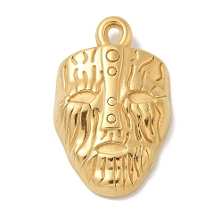 Настоящее золото 18K Ионное покрытие (ip) 304 подвески из нержавеющей стали, маска очарование, реальный 18 k позолоченный, 25.5x16x4.5 мм, отверстие : 1.6 мм