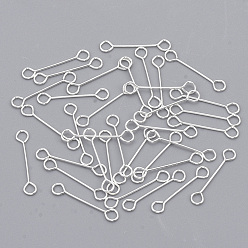 Серебро Железные глазные булавки, без кадмия и без свинца, двухсторонние наглазники, серебряные, 15x0.4 мм, отверстие : 1.8 мм, Руководитель: 3 mm