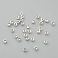 Серебро Латунные круглые распорки, без кадмия и без свинца, серебряный цвет гальваническим, 3 мм, отверстие : 1 мм