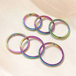Rainbow Color 304 кольца плоские из нержавеющей стали, ионное покрытие (ip), Радуга цветов, 2 мм, внутренний диаметр: 15.5~20.5 мм