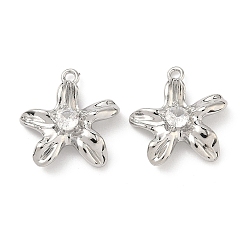 Платина Латунные микро проложить кубического циркония подвески, , платина, 18x18x6 мм, отверстие : 1.6 мм