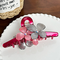 Светло-Вишневый Заколки для волос в форме когтей из ацетата целлюлозы с цветами, аксессуары для волос для женщин и девочек, светло-вишневый, 128x58x47 мм
