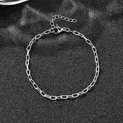 Нержавеющая Сталь Цвет 304 браслеты-цепочки из нержавеющей стали со скрепками для женщин и мужчин, цвет нержавеющей стали, 6-1/2 дюйм (16.4 см)