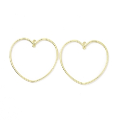 Golden Alloy Chandelier Components 2-Loop Link Pendants, Heart, Golden, 41x43x1.5mm, Hole: 1.5mm