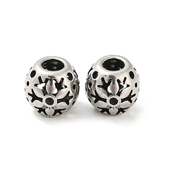 Antique Silver 316 Surgical Stainless Steel  Beads, Snowflake, Antique Silver, 10x9mm, Hole: 4mm