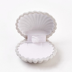 Light Grey Velvet Necklace Boxes, Shell Shape, Jewelry Box for Girls, Gift Box, Light Grey, 5.3x5.85x2.9cm