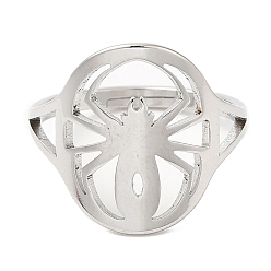 Stainless Steel Color Non-Tarnish 304 Stainless Steel Hollow Spider Adjustable Ring for Women, Stainless Steel Color, Inner Diameter: 16.2mm