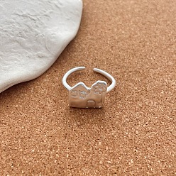Серебро Латунные манжеты с открытыми кольцами, дом, серебряные, внутренний диаметр: 15~20 мм