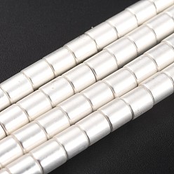 с Покрытием Серебра Немагнитные синтетический гематит бисер пряди, гальваническое покрытие (сохранение цвета 1 год), колонка, со серебряным покрытием, 6x6 мм, отверстие : 1 мм, около 66 шт / нитка, 15.91 дюйм (40.4 см)