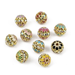 (52) Непрозрачная лаванда Латунь эмаль бисера, со стразами, долговечный, круглые, стойки покрытие, разноцветные, 12 мм, отверстие : 2 мм
