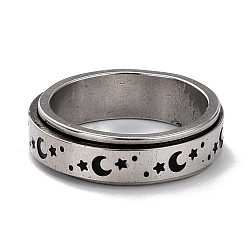 Смешанные Узоры Не тускнеет 203 вращающиеся кольца-спиннеры из нержавеющей стали для снятия стресса и беспокойства, цвет нержавеющей стали, смешанные узоры, размер США 7 1/4 (17.5 мм), 6 мм