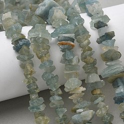 Аквамарин Природные Аквамарин бисер нитей, грубые бусины, самородки, 2~8x6~18x5~14 мм, отверстие : 0.5~0.7 мм, 15.35~16.54'' (39~42 см)