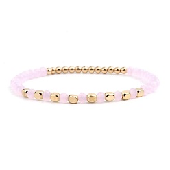 Другие Нефриты Браслеты из натуральных бусин розового нефрита и синтетического немагнитного гематита для женщин, круглые, внутренний диаметр: 7-1/8 дюйм (18 см)